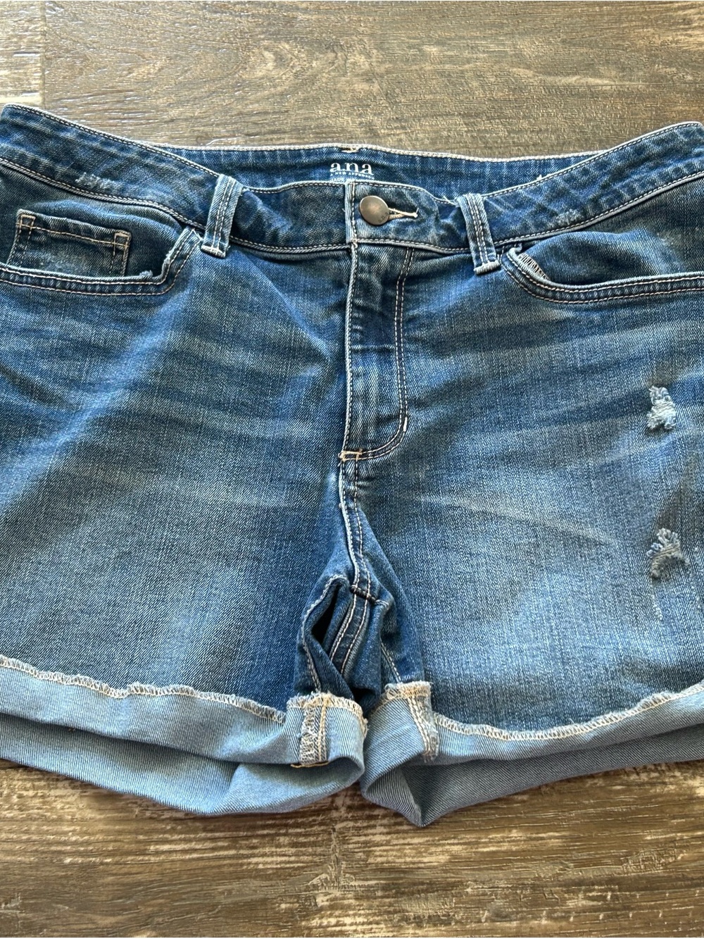 a.n.a Medium Blue Rolled Hem Denim Shorts